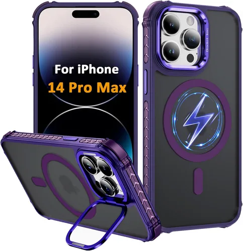Miniatura 36 de i Phone 13 - Funda para iPhone 14, compatible con carga inalámbrica MagSafe, resistente, a prueba de golpes, soporte ajustable, color rojo mate