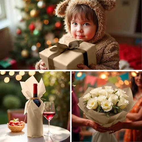 Miniatura 4 de Sanzix - 150 hojas de papel de seda kraft a granel de 14x20 pulgadas - Papel de regalo marrón para bolsas de regalo, boda, cumpleaños y Papel kraft