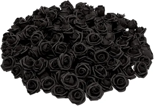 Miniatura 6 de Bright Creations Paquete de 100 flores artificiales negras, flores falsas de espuma para decoraciones de Halloween, manualidades, ramos y fiestas