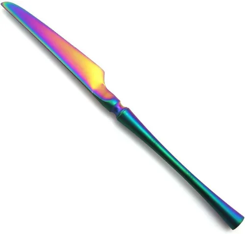 Miniatura 7 de JASHII Juego de cubiertos de lujo Rainbow mate, 6 piezas de cubiertos de acero inoxidable 18/10, juego de vajilla de vajilla de vajilla de platos