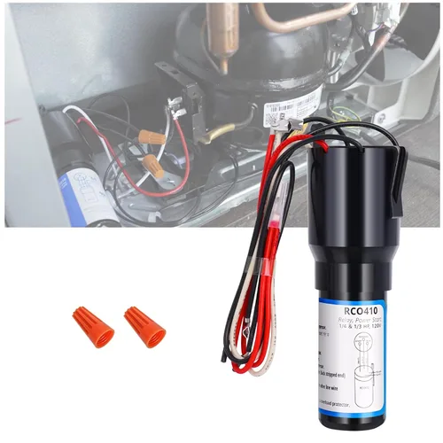 RCO410 Kit de condensador de arranque duro 3 en 1, compatible con refrigeradores y congeladores, 1/4-1/3 H.P. 115VAC (1 unidad)