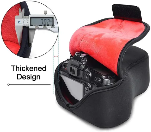 Miniatura 2 de CADeN Funda para cámara DSLR SLR con protección de neopreno, compatible con Nikon, Canon, Pentax, Sony, etc., (color negro grande)