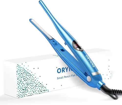 Miniatura 8 de ORYNNE Mini plancha plana de 1/2 pulgada de titanio de cerámica con 5 ajustes de temperatura, apagado automático, mini alisador de pelo de doble