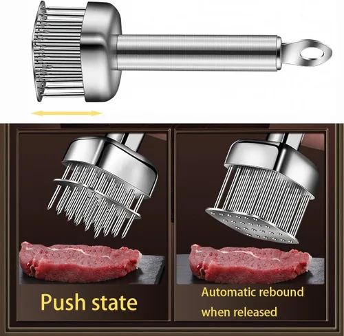 Miniatura 6 de Ablandador profesional de carne con hoja de aguja afilada de acero inoxidable T316, herramienta de cocina resistente para ablandar carne de res