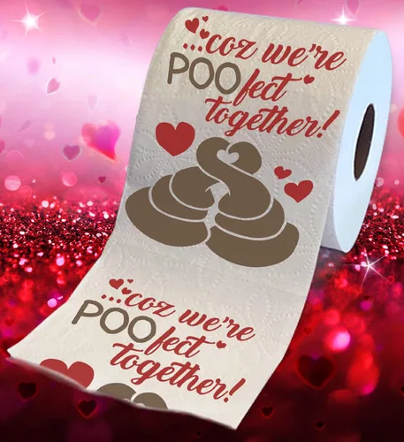 Miniatura 2 de Printed TP 'Coz We're POO-fect Together - Papel higiénico impreso, divertido rollo de papel higiénico para San Valentín, decoración de baño, regalo