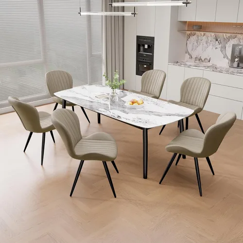 Miniatura 14 de Nalupatio Juego de 2 sillas de comedor, modernas sillas de comedor con respaldo cómodo, sillas de cocina tapizadas gruesas, 19 pulgadas de altura