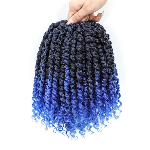 Miniatura 48 de Pelo de ganchillo Passion Twist de 10 pulgadas, 8 paquetes, cabello Passion Twist pre-trenzado, cabello de ganchillo Passion Twist para mujeres 1b