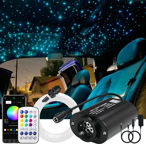 Miniatura 13 de AKEPO - Kit de luz musical RGBW de 6 W, tamaño mini, parpadeante, fibra óptica, controlada a través de aplicación, para el hogar y el automóvil, 600