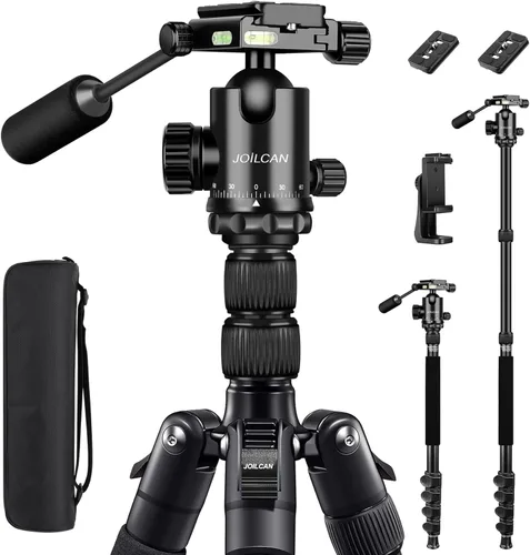Trípode de cámara JOILCAN, Trípodes y monópodos de aluminio de 83" con asa de metal, Trípode resistente para cámara DSLR, láseres, binoculares,