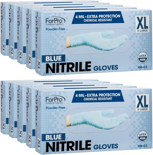 Miniatura 17 de ForPro Disposable Nitrile Gloves, Chemical Resistant, Powder-Free, Latex-Free, Non-Sterile, Food Safe, 4 Mil Negro