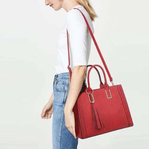 Miniatura 6 de Dasein Bolsos de mano para mujer, bolso de hombro de cuero vegano, bolso de trabajo para mujer con bolso a juego, Marrón
