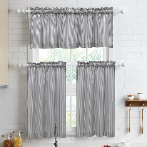 Miniatura 19 de Cortinas de nivel de algodón July Joy de 24 pulgadas de largo, cortinas de cocina de estilo rústico, bolsillo para barra para ventana pequeña