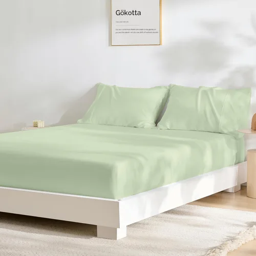 Miniatura 27 de GOKOTTA Sábana bajera ajustable solo tamaño King, 100% rayón derivado de bambú, ultra suave, refrescante y transpirable, con 4 correas elásticas