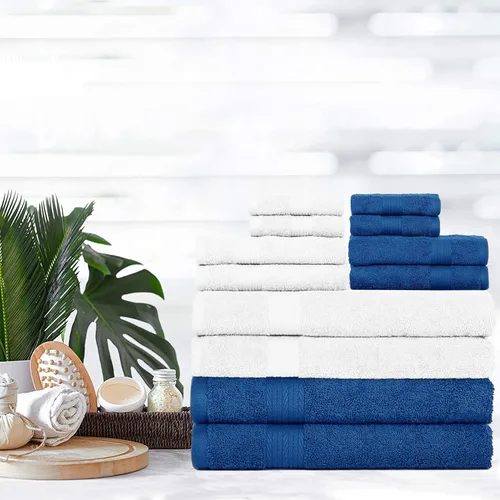 Miniatura 2 de Ample Decor Juego de 12 toallas de baño de 600 GSM, 100% algodón, 4 toallas de baño, 4 toallas de mano, 4 paños de lavado, absorbentes y suaves