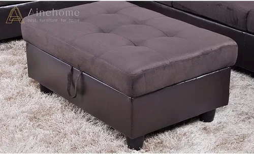 Miniatura 4 de A Ainehome Otomana, moderna otomana de cuero para sala de estar, apartamento y espacio pequeño (tamaño: 28.5 x 19 x 17.5 pulgadas de alto, A-negro)