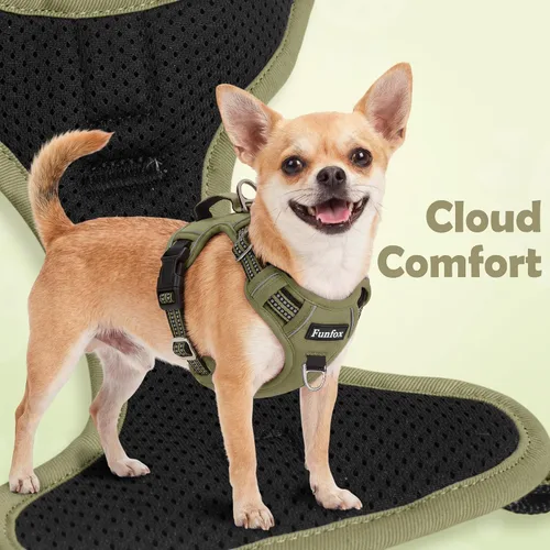 Miniatura 6 de Funfox Arnés para perro sin tirones, arnés de chaleco ajustable para mascotas, material súper suave con mango vertical, fácil control, paseo