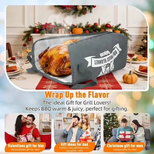 Miniatura 7 de Manta de barbacoa mejorada para descansar carne, accesorios para ahumar, bolsa de descanso de carne aislada con boca ancha