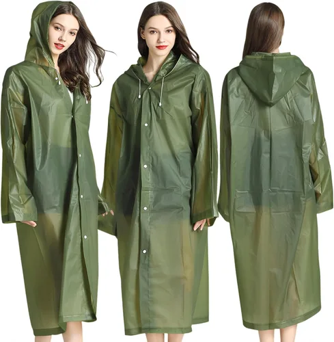 Miniatura 18 de Cosowe Ponchos de lluvia reutilizables para adultos, 2 piezas impermeables de emergencia para mujeres y hombres con capucha y cordón