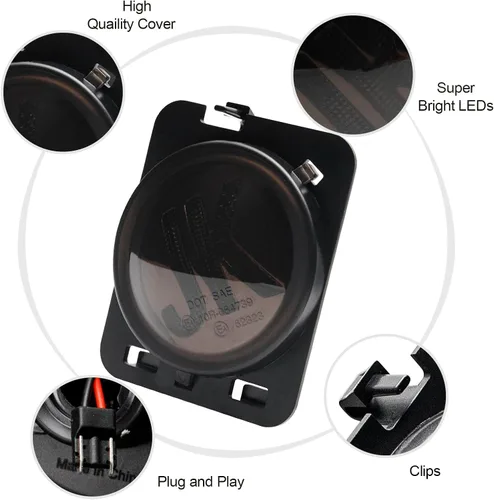 Miniatura 6 de Luces de posición laterales para Jeep Wrangler JK/JKU 2007-2018, luz LED de guardabarros delantero, Plug & Play, lámpara de estacionamiento