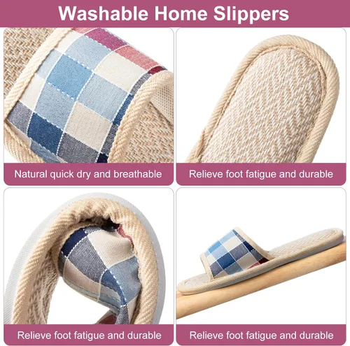 Miniatura 4 de Tessco for you 10 Pairs Washable House Slippers for Guests Open Toe Breathable Slippers Reusable Home Bedroom Hotel Family Travel Unisex Non Slip