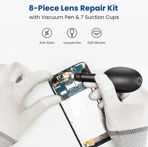 Miniatura 7 de Kit de ventosa de lente 8 en 1 con 7 ventosas intercambiables de succión fuerte manual de aspiración al vacío extractor de lente para reparación