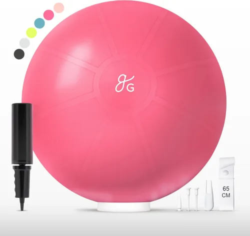 Miniatura 10 de Greater Goods Pelota de yoga anti-estallido para pilates, estabilidad, embarazo y entrenamientos, incluye bomba, en varios tamaños y colores Gris