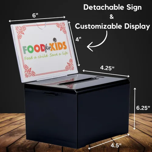 Miniatura 2 de Adir - Caja de sugerencias con ranura y candado, caja de donación acrílica para recaudación de fondos, caja de dibujo para rifa, caja de recaudación
