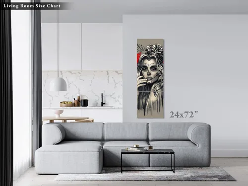 Miniatura 5 de krefta SUGARSKULL GIRL with CROWN - CANVAS WALL ART - Day of the Dead Painting - Tattoo Artist Sugar Skull Queen Flower Poster Gift