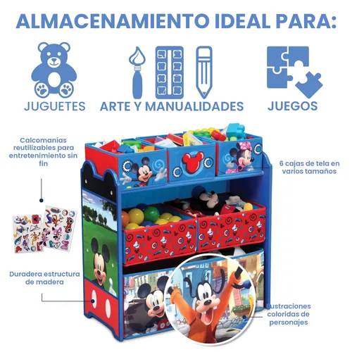 Miniatura 4 de Delta Children Organizador de almacenamiento de juguetes con diseño de 6 contenedores, Disney Mickey Mouse Mickey Mouse Hot Dog Hill