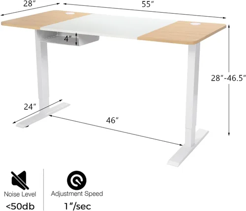 Miniatura 3 de Tangkula Escritorio eléctrico de pie ajustable de 55 x 28 pulgadas, escritorio de pie con panel de control y puerto USB, compartimento, diseño