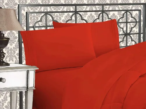 Miniatura 27 de Elegante juego de cómodas sábanas para cama de 1500 hilos resistente a arrugas y a la decoloración, calidad egipcia de lujo ultrasuave de 4 piezas