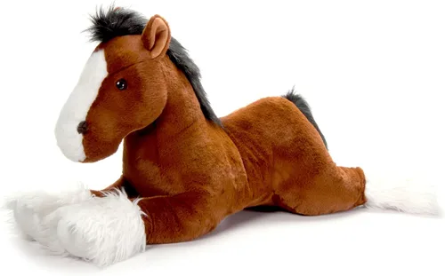 The Petting Zoo Clydesdale - Peluche de caballo de peluche, regalos para niños, animales de corral Wild Onez, juguete de peluche de caballo marrón,