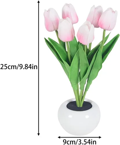 Miniatura 2 de Lámpara de mesa de tulipán, lámpara de mesa de tulipán, flor de tulipán, funciona con pilas, simulación de flores en maceta, decoración