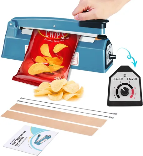 METRONIC Sellador térmico Impulse de 8 pulgadas, máquina selladora manual de bolsas, sellador térmico de impulso, máquina selladora para bolsas de