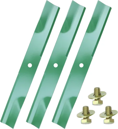 Miniatura 13 de GELASKA Paquete de 2 cuchillas 532138971 para cortacésped de alta elevación con pernos 532193003 – Compatible con cubiertas de cortacésped Craftsman