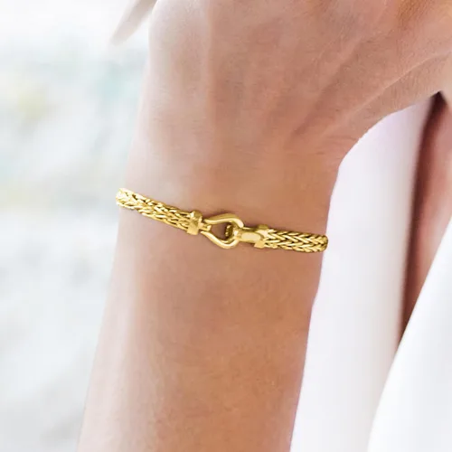 Miniatura 3 de Ross-Simons Pulsera de eslabones de trigo de oro amarillo de 14 quilates