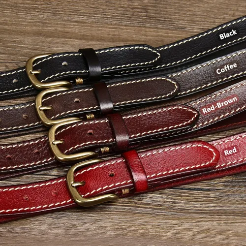 Miniatura 10 de Cinturones para mujer para jeans de 1.1 pulgadas de ancho, cinturones para vestidos de cuero de grano completo con hebilla dorada, caja de regalo
