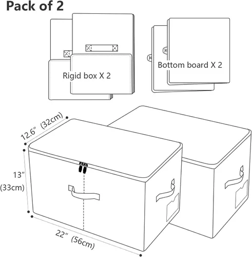 Miniatura 2 de iwill CREATE PRO Paquete de 2 contenedores de almacenamiento plegables de tela para ropa, ropa de cama, juguetes, mantas, organizador de mantas