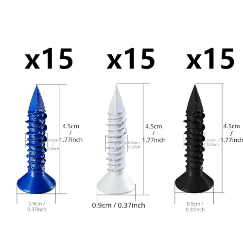 Miniatura 4 de Wensilon (105 PIEZAS) Kit de Anclajes de Tornillo para Hormigón de 3/16" Cabeza Plana Azul/Negro/Blanco para Anclaje a Mampostería, Bloque