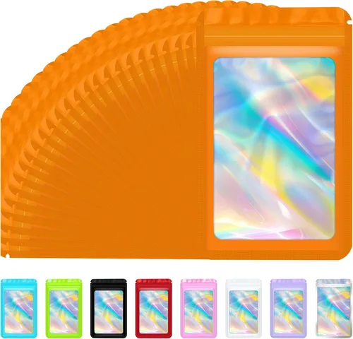Miniatura 8 de Jetmore 100 piezas Bolsas Holográficas Mylar Resellables para Pequeñas Empresas Bolsa de Embalaje Sellable para Dulces Almacenamiento de Alimentos