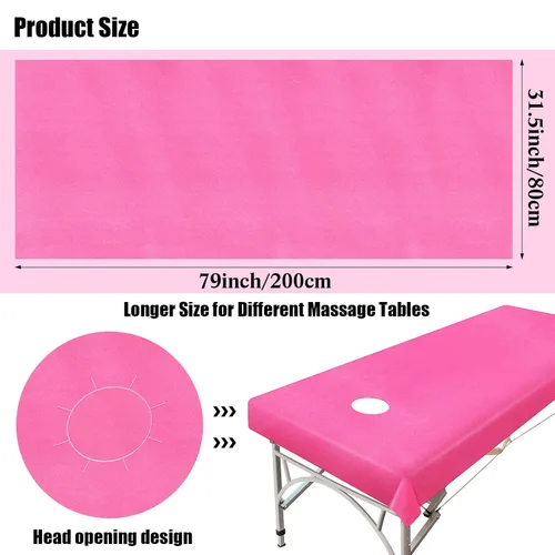 Miniatura 3 de 30 sábanas desechables para mesa de masaje, sábanas de 31 x 79 pulgadas, fundas desechables para cama de spa, mantel de masaje no tejido, Rosa