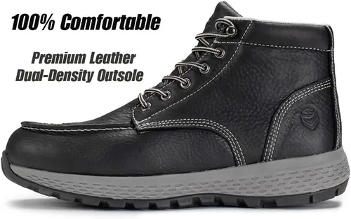 Miniatura 2 de SUREWAY Men's Lightweight Casual Soft Toe Work Boot - Moc Toe, Men's Construction Industry Safety Wedge Work Boot/Shoe - Black, Comfort Insole