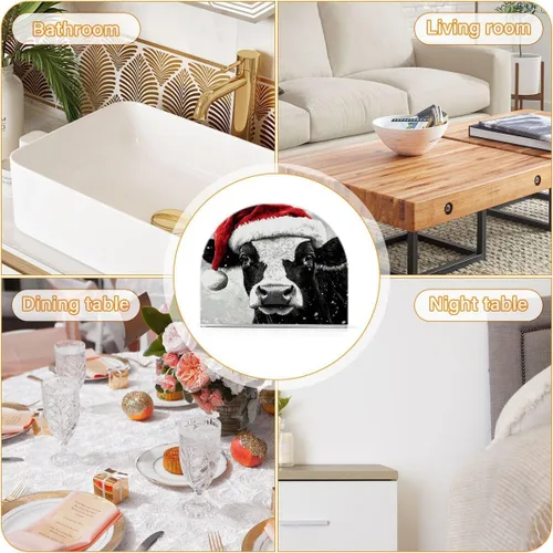 Miniatura 7 de Nander Lindo servilletero de vaca de Navidad para mesas, servilleteros para cocina, servilleteros de mesa, servilleteros de cóctel, soporte