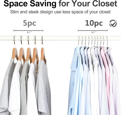 Miniatura 7 de TOPIA HANGER Perchas de Metal Paquete de 20, Perchas Antideslizantes para Ropa que Ahorran Espacio, Colgador de Alambre Recubierto de Goma