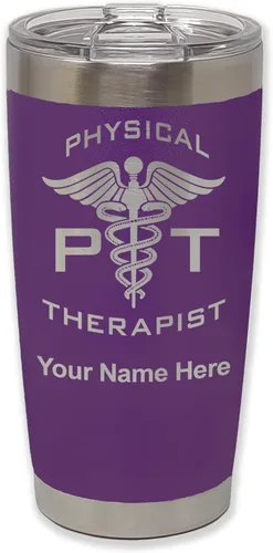 Miniatura 39 de LaserGram PT Physical Therapeut, vaso aislado al vacío de 20 onzas, grabado personalizado incluido (negro)
