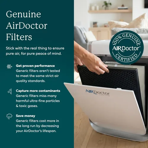 Miniatura 4 de Paquete de filtros de repuesto originales AirDoctor AD3000/3500 de 1 año. Incluye 2 carbono/COV premium con prefiltros + 1 UltraHEPA. Calidad