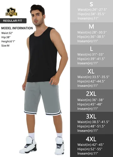 Miniatura 6 de JWM Pantalones cortos largos de baloncesto para hombre con bolsillos con cremallera, malla de 11 pulgadas, pantalones cortos deportivos de secado