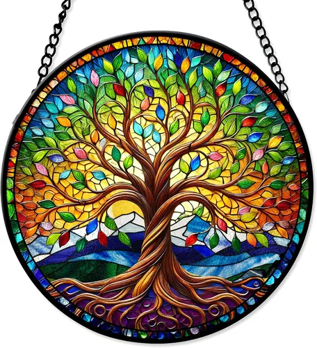 Miniatura 15 de 7.8'' Atrapasoles de Ojo Maligno de Vidrio Manchado para Colgar en Ventanas, Decoración Protectora, Adorno de Vidrio para Hogar, Pared, Habitación