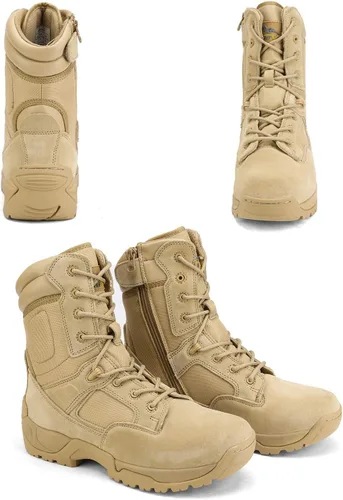 Miniatura 7 de NORTIV 8 Botas de trabajo tácticas militares para hombre, senderismo, con cremallera lateral, de cuero, para exteriores, motocicleta, combate