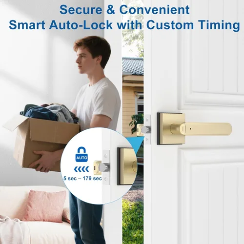Miniatura 6 de Cerradura de puerta con huella digital dorada, perilla inteligente con impresión de dedos, cerradura de puerta de dormitorio sin llave con control